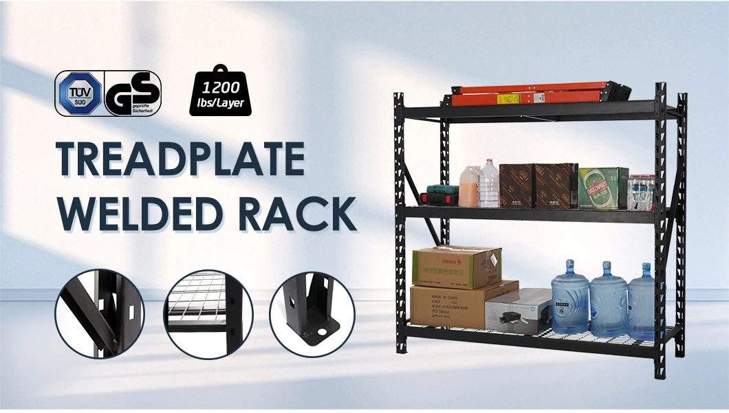 Heavy-Duty, Coated-Wire Deck Shelving Black Steel Welded Storage Rack