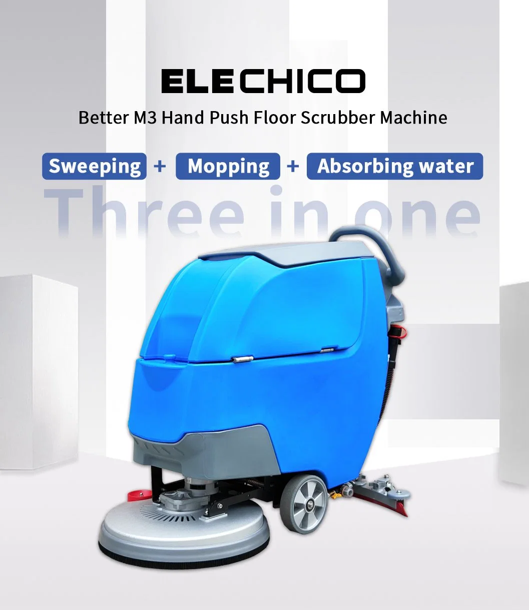 Hotel Supermarket Commercial Electric Hand-Push Type Cleaner Floor Washing Scrubber Cleaning Equipment