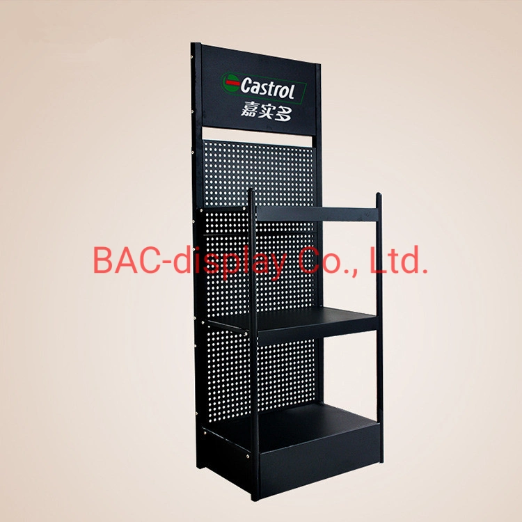 Customized Retail Lube Oil Metal Display Stand/Engine Oil Bottles Display Shelf