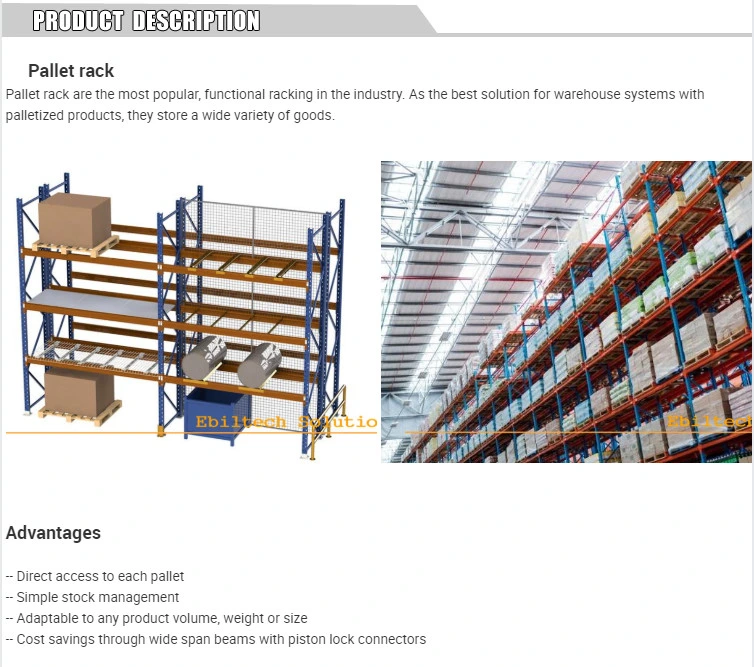 Customized Adjustable Steel Warehouse Heavy Duty Pallet Rack System Goods Stored Shelving Display Beam Rack Shelf for Warehouse Storage