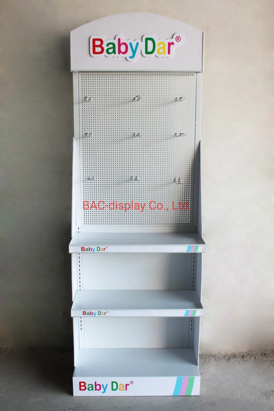 Custom Design Baby Care Products Metal Advertising Flooring Display Shelf
