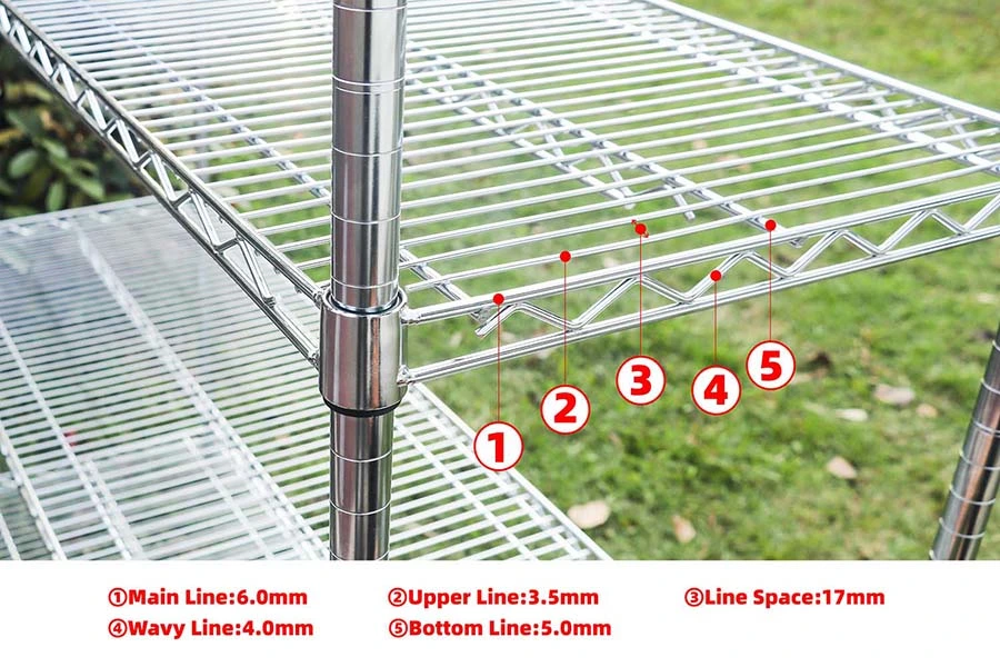 Heavy Duty Boltless Chrome Wire Shelving with Chrome Plated Finishing